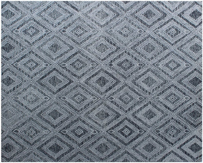 8' X 10' Black and Ivory Wool Abstract Geometric Hand Tufted Non Skid Area Rug