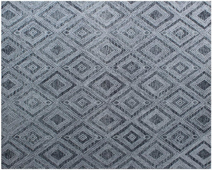 8' X 10' Black and Ivory Wool Abstract Geometric Hand Tufted Non Skid Area Rug