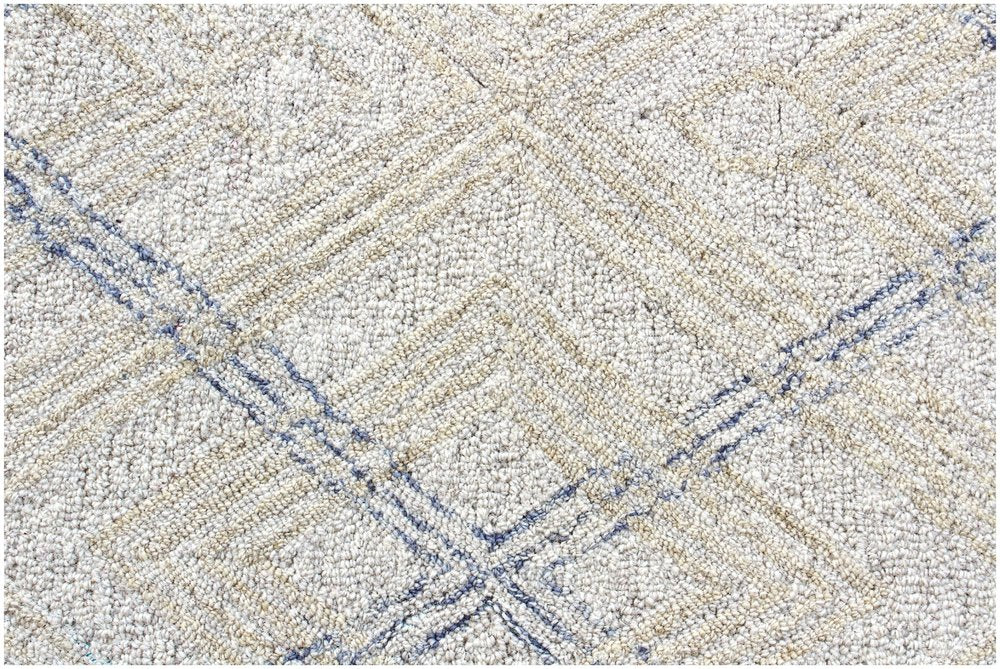 5' X 8' Ivory Wool Abstract Geometric Hand Tufted Non Skid Area Rug