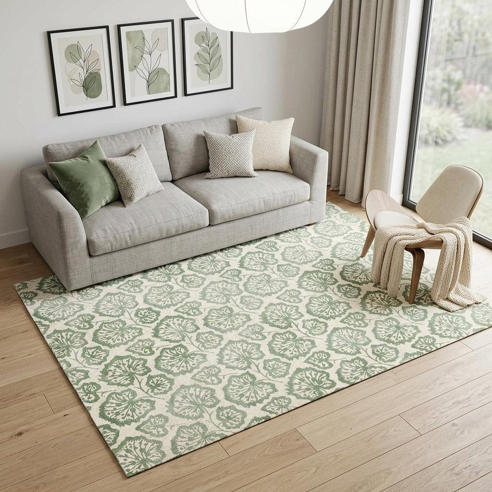 5' X 8' Ivory Wool Floral Hand Tufted Non Skid Area Rug