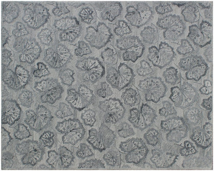 9' X 12' Silver Floral Hand Tufted Non Skid Area Rug