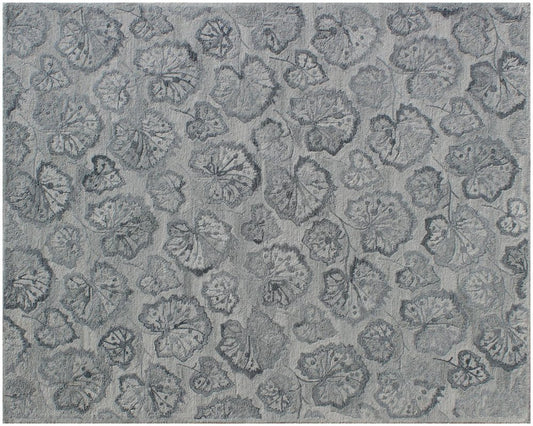 9' X 12' Silver Floral Hand Tufted Non Skid Area Rug