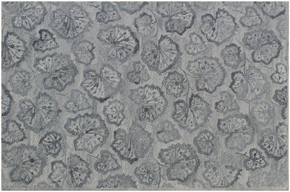 9' X 12' Silver Floral Hand Tufted Non Skid Area Rug