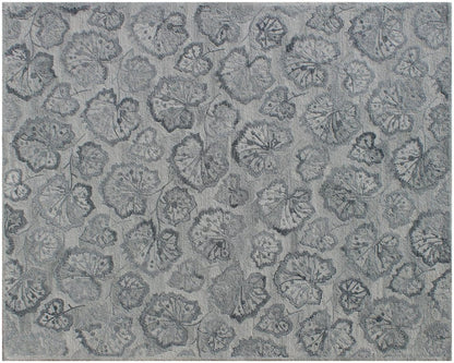 9' X 12' Silver Floral Hand Tufted Non Skid Area Rug