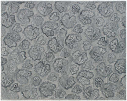 9' X 12' Silver Floral Hand Tufted Non Skid Area Rug