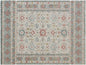 5' X 8' Ivory and Blue Wool Oriental Hand Tufted Non Skid Area Rug