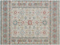 5' X 8' Ivory and Blue Wool Oriental Hand Tufted Non Skid Area Rug