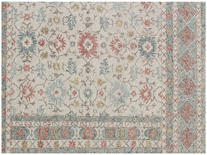 5' X 8' Ivory and Blue Wool Oriental Hand Tufted Non Skid Area Rug