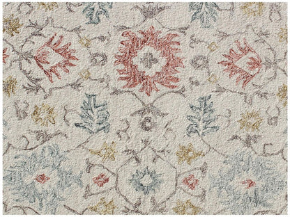 5' X 8' Ivory and Blue Wool Oriental Hand Tufted Non Skid Area Rug