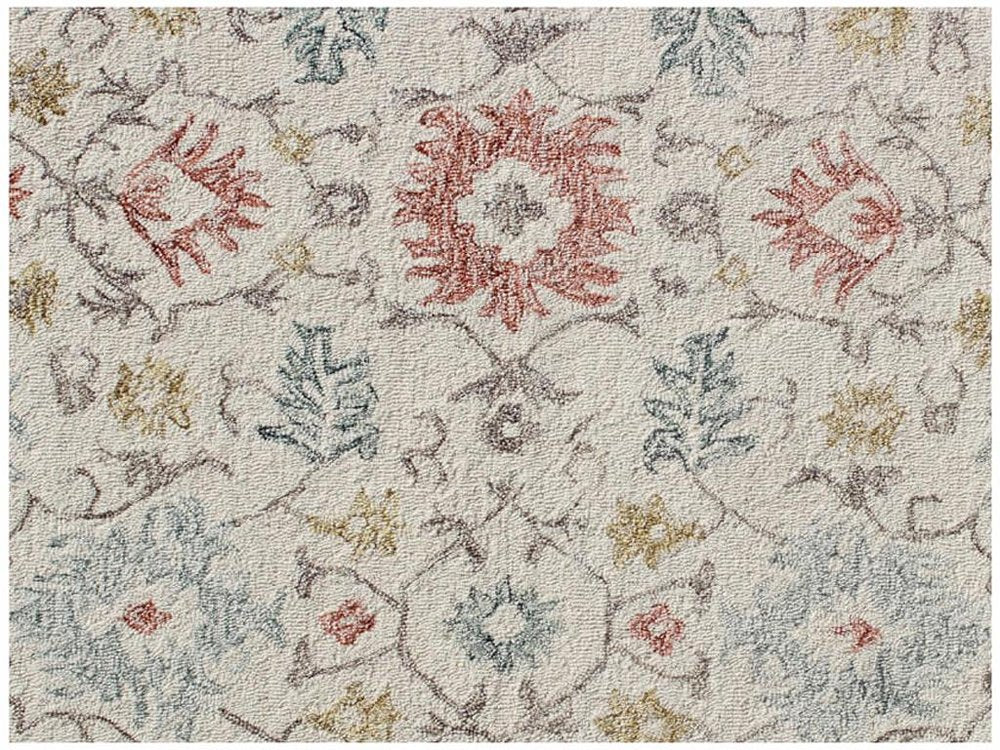 5' X 8' Ivory and Blue Wool Oriental Hand Tufted Non Skid Area Rug