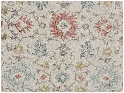 5' X 8' Ivory and Blue Wool Oriental Hand Tufted Non Skid Area Rug