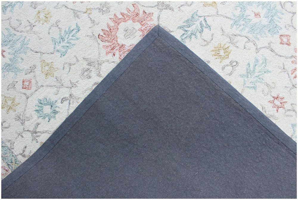 5' X 8' Ivory and Blue Wool Oriental Hand Tufted Non Skid Area Rug