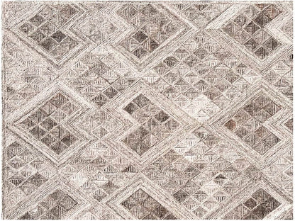 5' X 8' Silver Abstract Geometric Hand Tufted Non Skid Area Rug