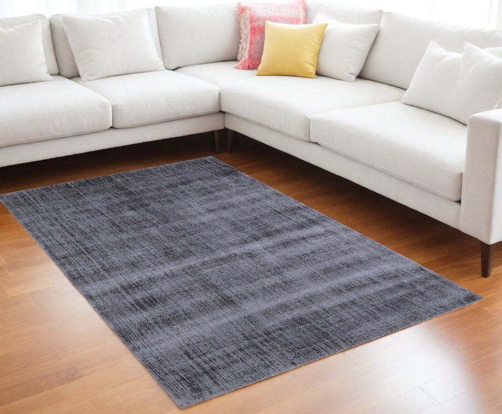8' X 10' Charcoal Hand Loomed Area Rug