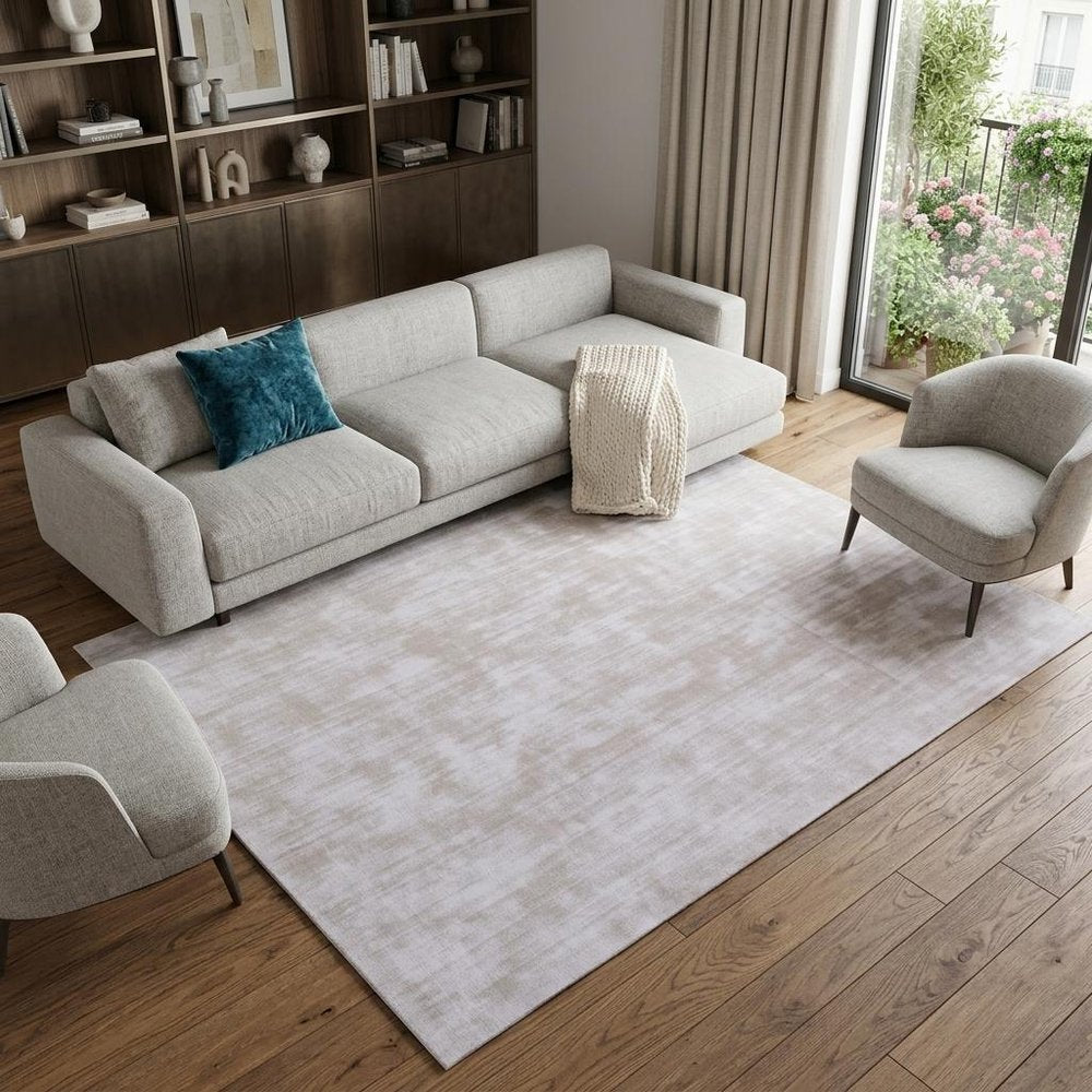 9' X 12' Ivory and Light Gray Abstract Hand Loomed Area Rug