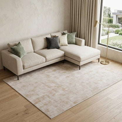 9' X 12' Champagne Hand Loomed Area Rug