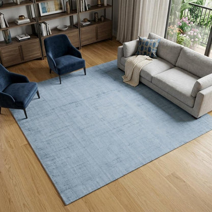 9' X 12' Denim Blue Hand Loomed Area Rug