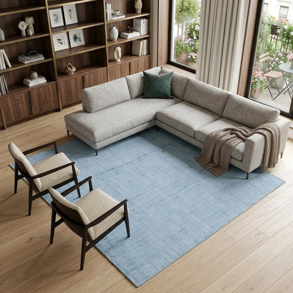 9' X 12' Denim Blue Hand Loomed Area Rug