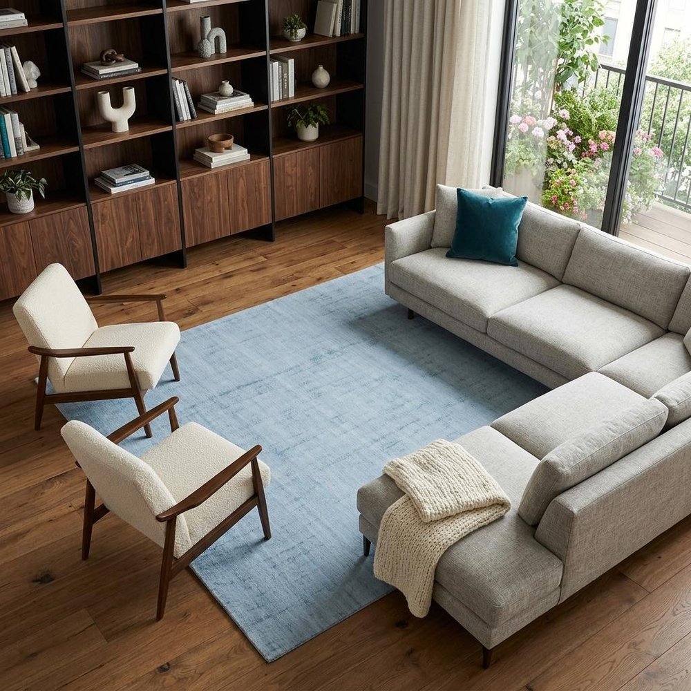 10' X 14' Denim Blue Hand Loomed Area Rug
