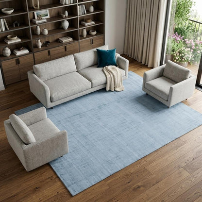 8' X 10' Denim Blue Hand Loomed Area Rug