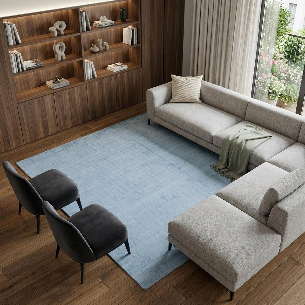8' X 10' Denim Blue Hand Loomed Area Rug