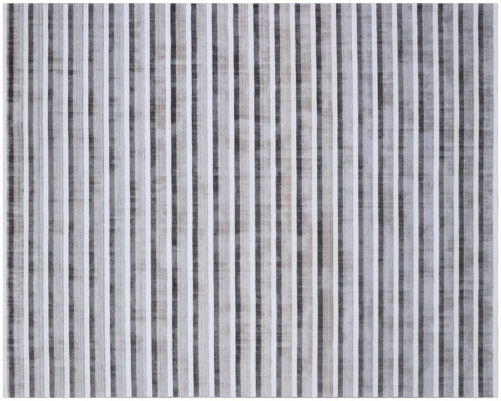 9' X 12' Brown and Ivory Striped Hand Loomed Area Rug