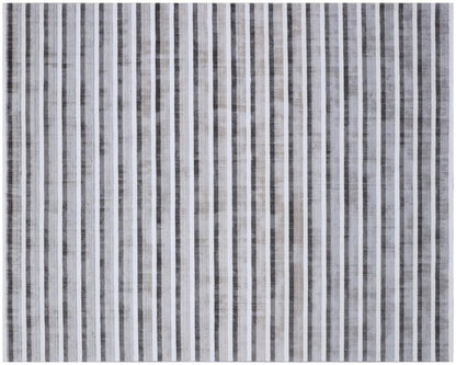 9' X 12' Brown and Ivory Striped Hand Loomed Area Rug