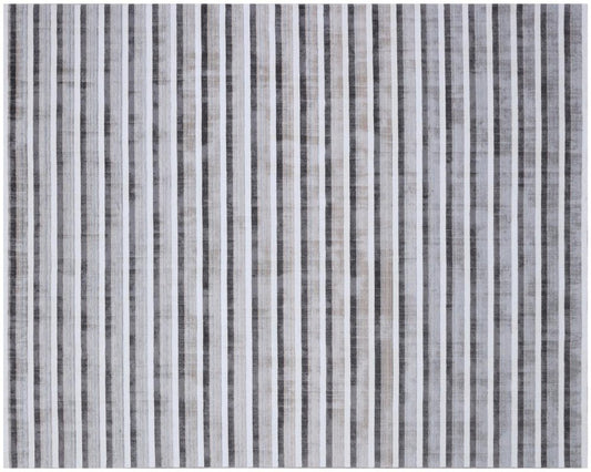 9' X 12' Brown and Ivory Striped Hand Loomed Area Rug