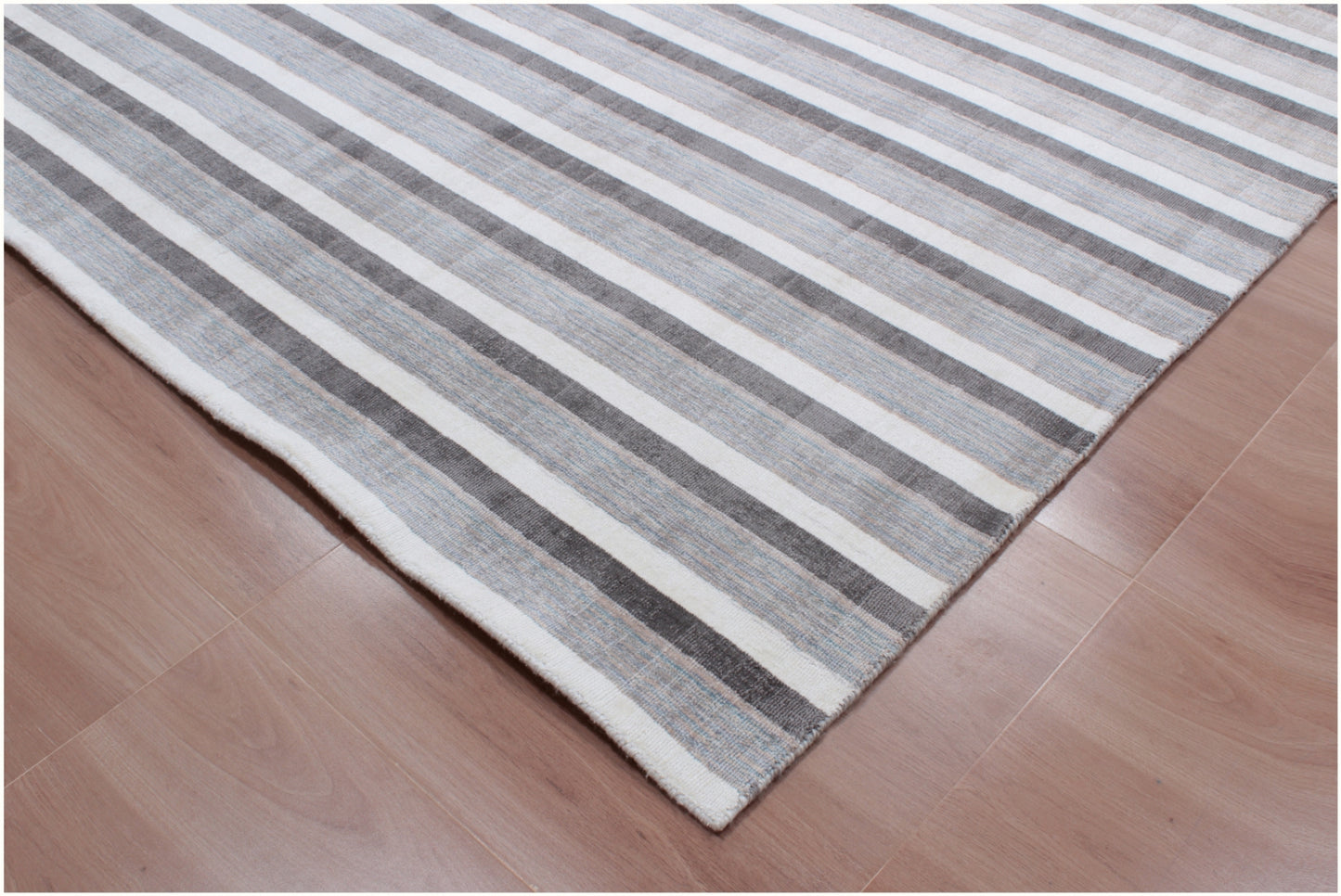 9' X 12' Brown and Ivory Striped Hand Loomed Area Rug