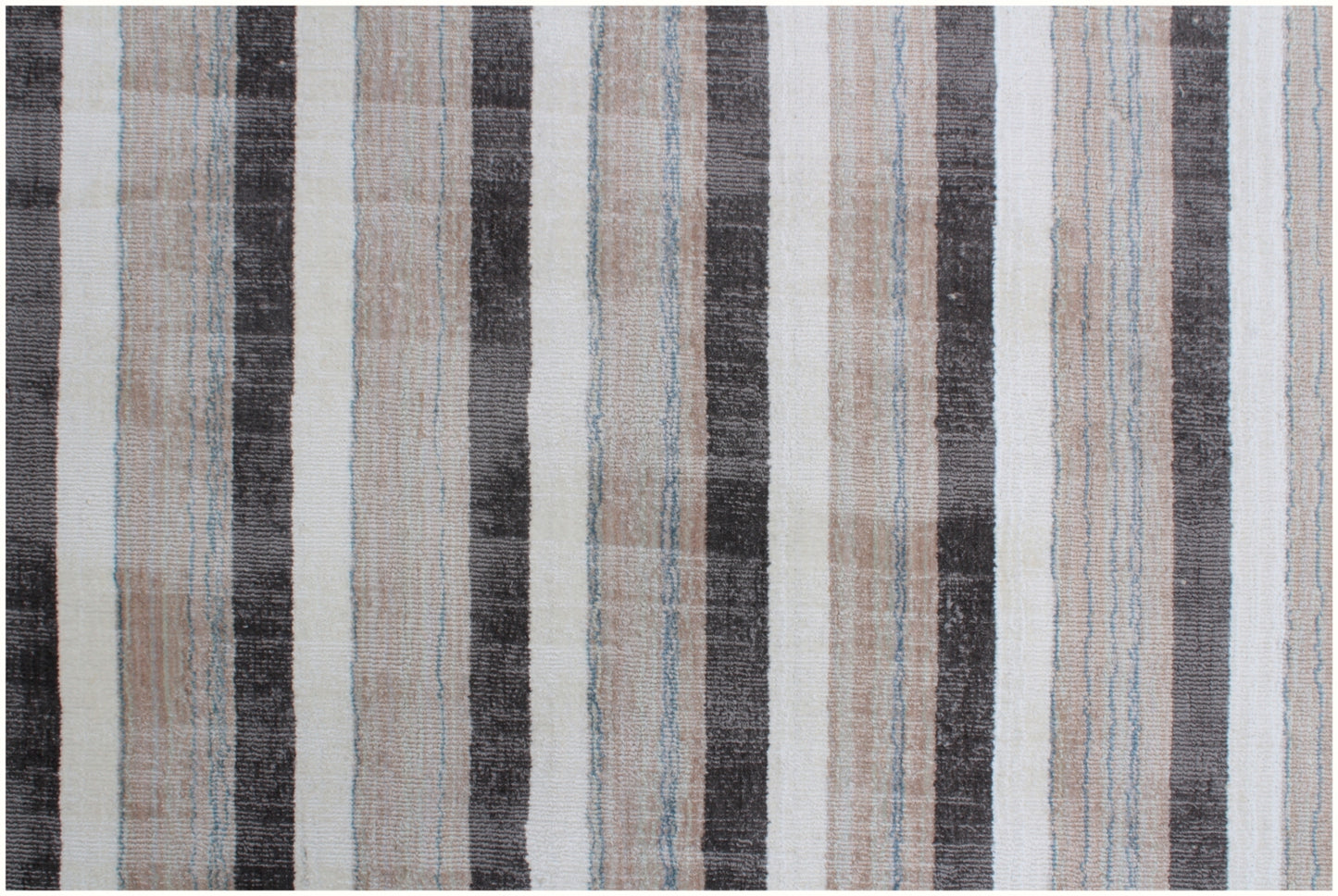 9' X 12' Brown and Ivory Striped Hand Loomed Area Rug