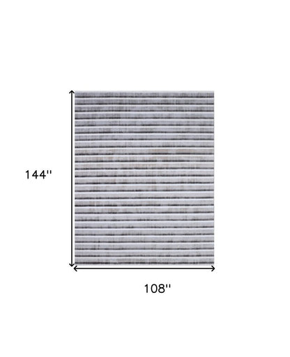 9' X 12' Brown and Ivory Striped Hand Loomed Area Rug