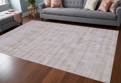 9' X 12' Camel Striped Hand Loomed Area Rug