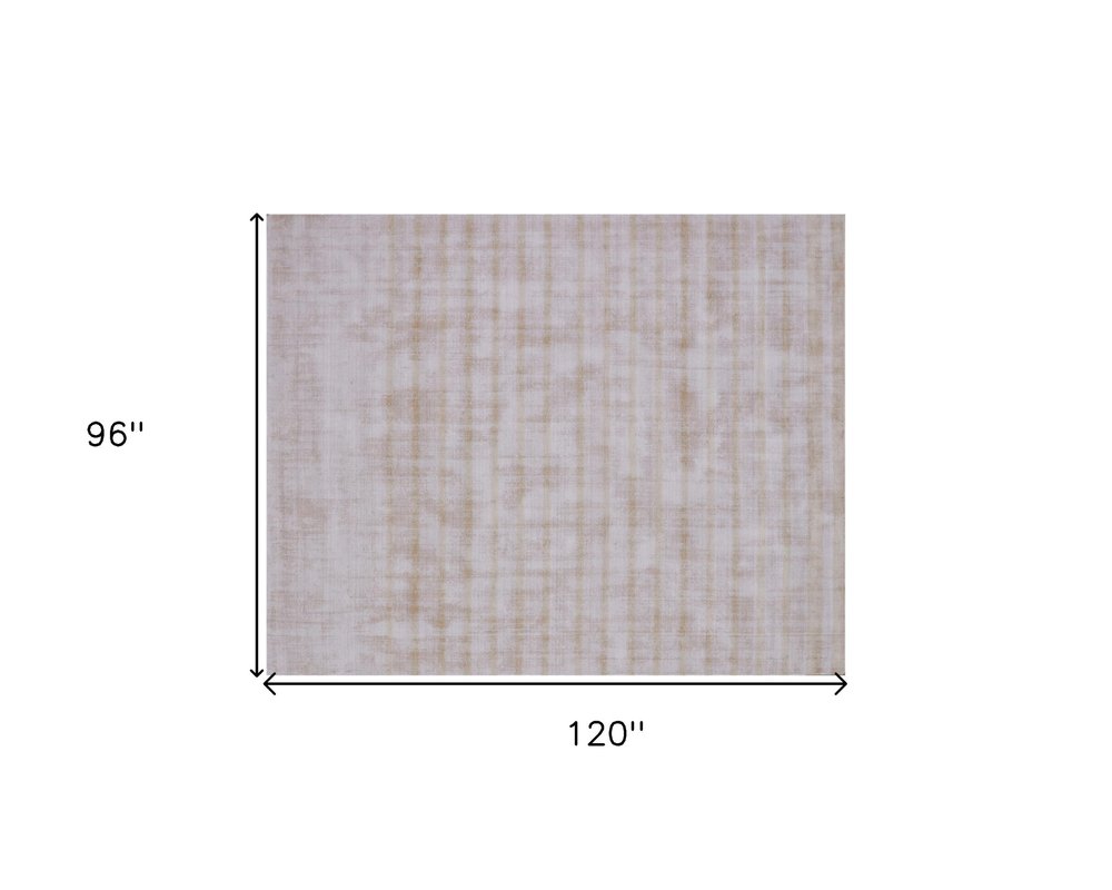 8' X 10' Camel Striped Hand Loomed Area Rug