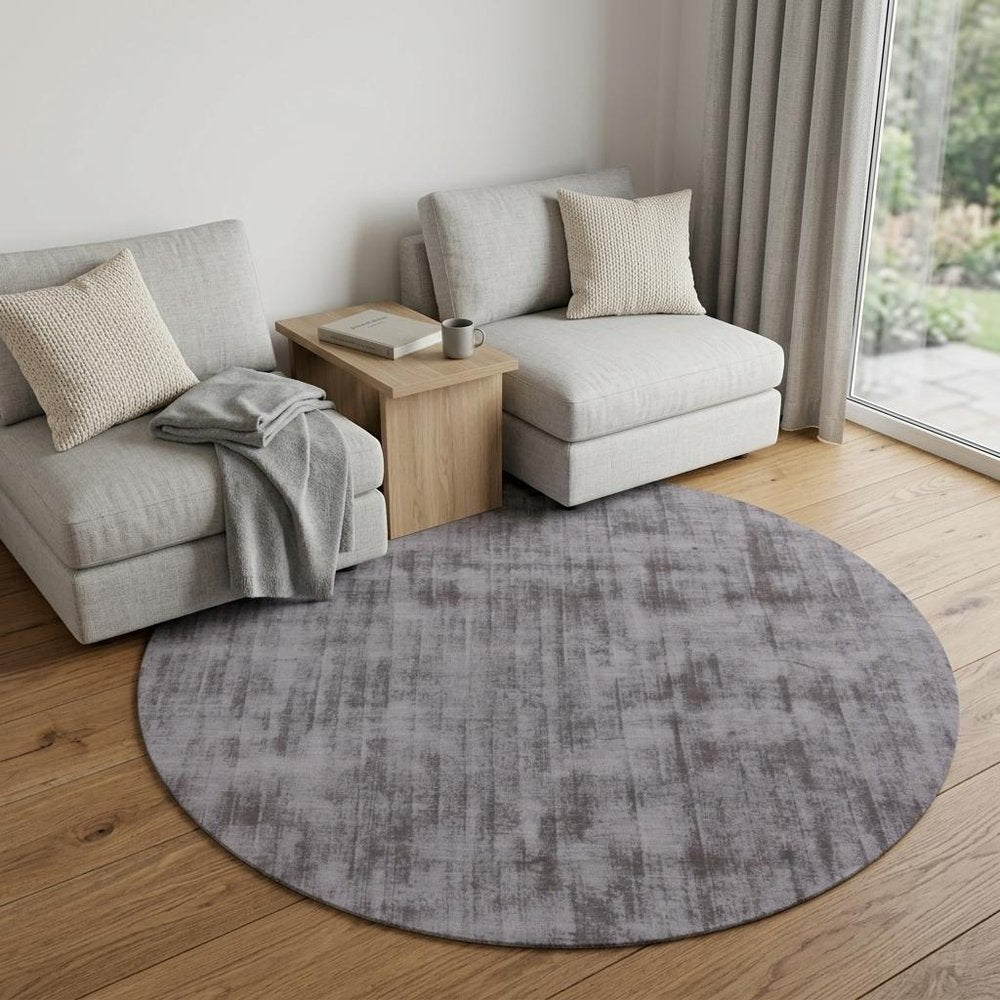 6' Dark Brown Round Hand Loomed Area Rug