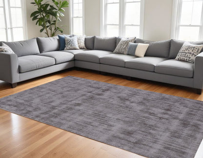 9' X 12' Dark Brown Hand Loomed Area Rug