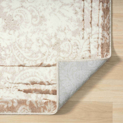 2' X 3' Beige and Ivory Damask Area Rug