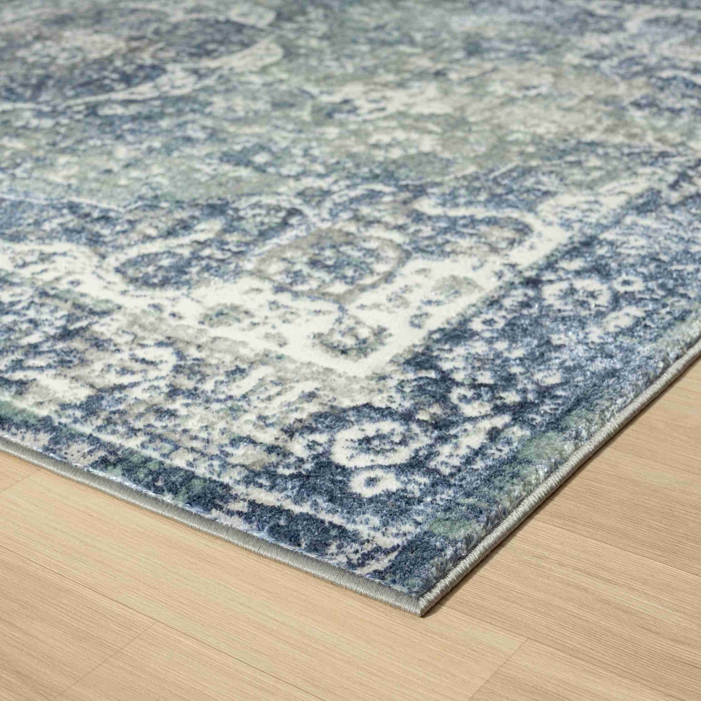 2' X 3' Blue and Ivory Floral Area Rug