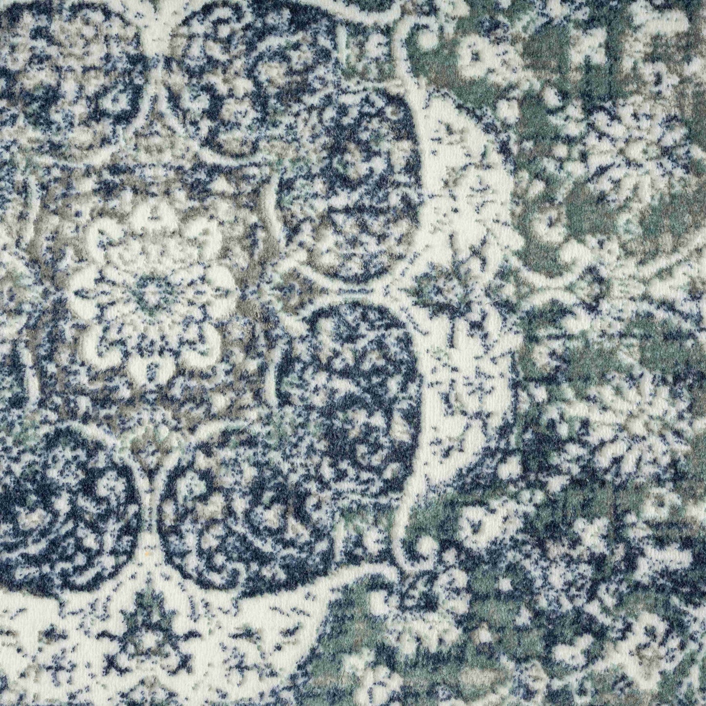 2' X 3' Blue and Ivory Floral Area Rug