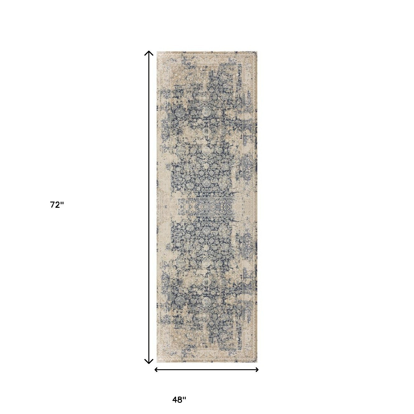 4' X 6' Gray and Beige Floral Area Rug