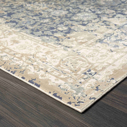 4' X 6' Gray and Beige Floral Area Rug