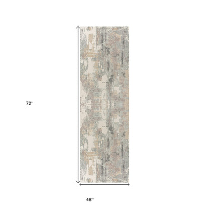 4' X 6' Beige and Gray Abstract Area Rug