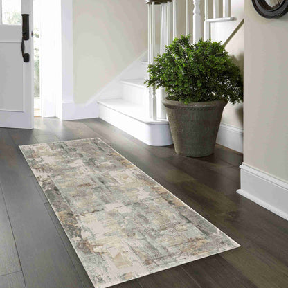 4' X 6' Beige and Gray Abstract Area Rug