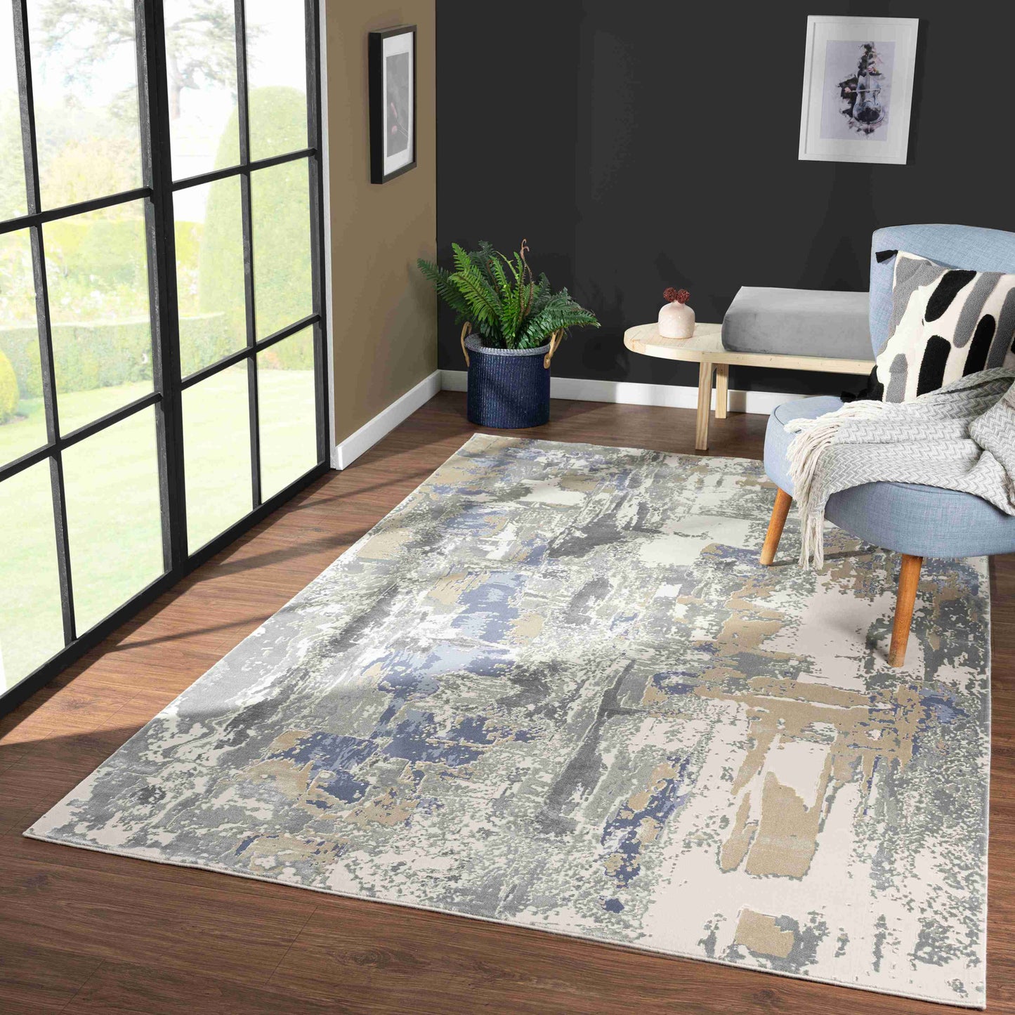 4' X 6' Beige and Gray Abstract Area Rug