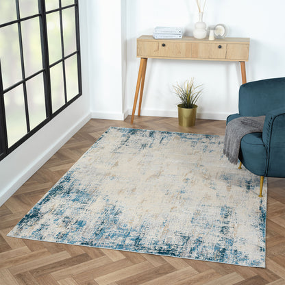 4' X 6' Gray and Blue Abstract Area Rug