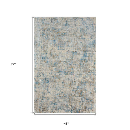 4' X 6' Blue and Gray Abstract Area Rug