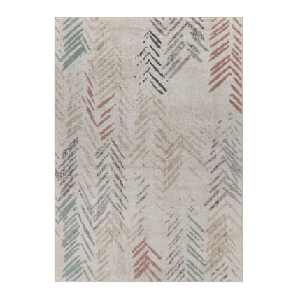 2' X 3' Beige and Ivory Abstract Area Rug