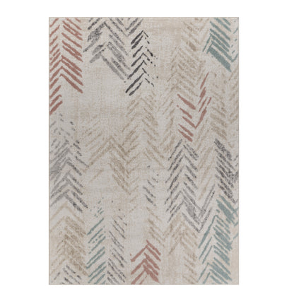 2' X 3' Beige and Ivory Abstract Area Rug