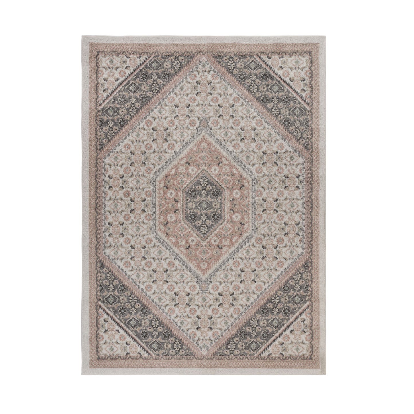 2' X 3' Pink and Ivory Medallion Area Rug