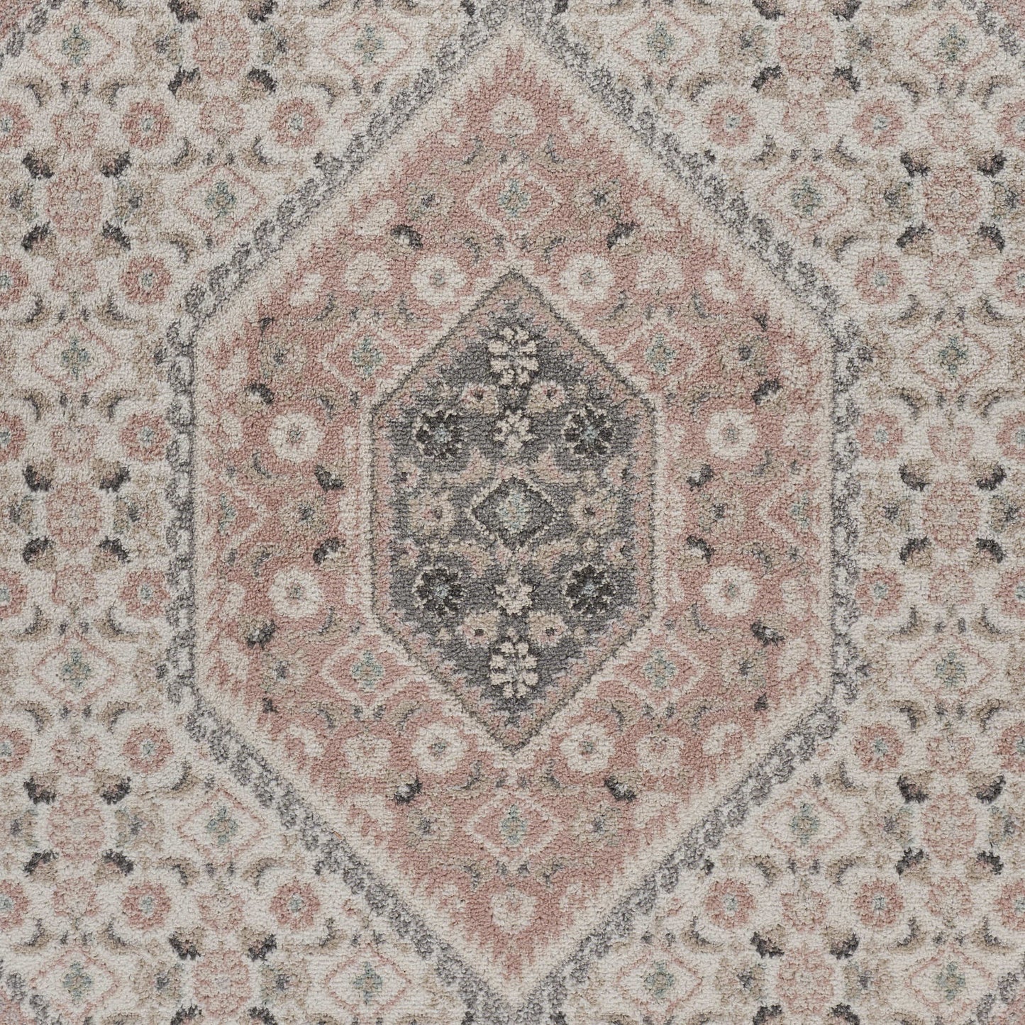 2' X 3' Pink and Ivory Medallion Area Rug