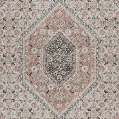 2' X 3' Pink and Ivory Medallion Area Rug